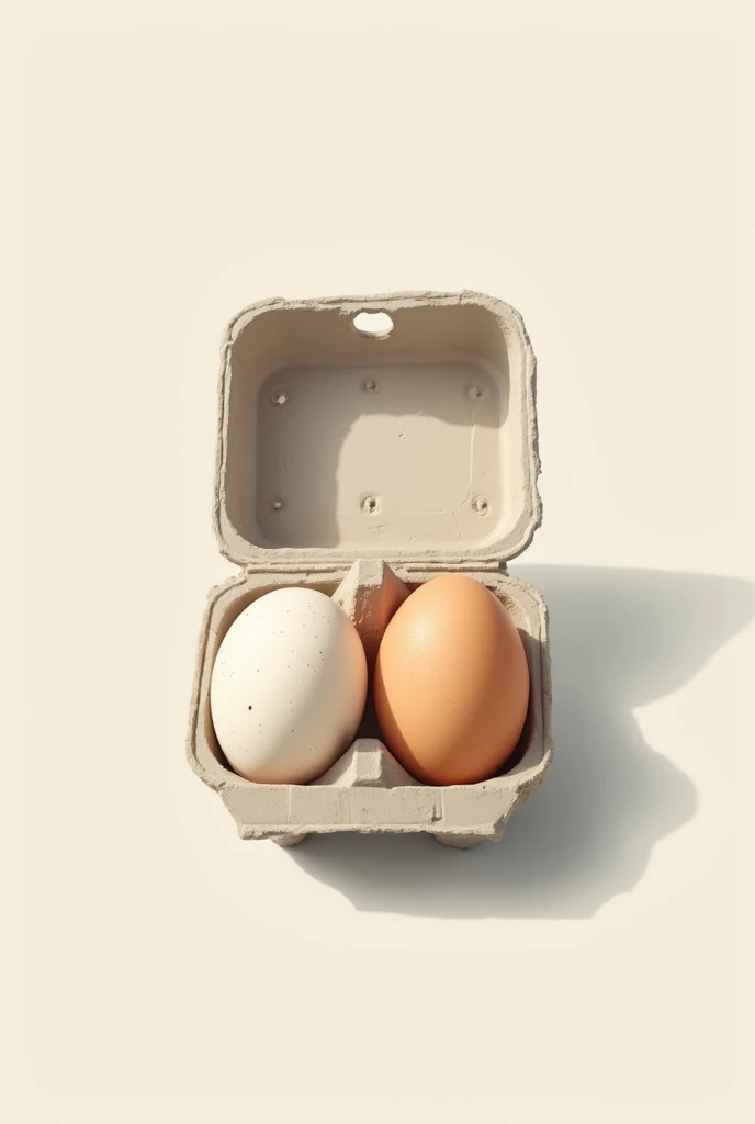 Sketch Open egg box with 2 eggs inside 