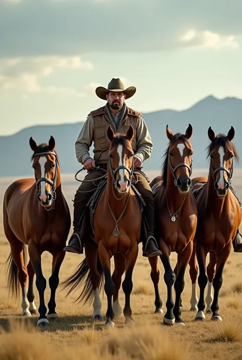 Gaucho with an impressive presence with his 4 horses
