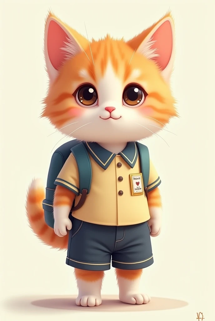 kitten　Wearing elementary school uniform　Bipedal