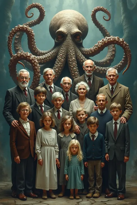 Tentacles of the octopus of time on a three-generation family with 12 British members