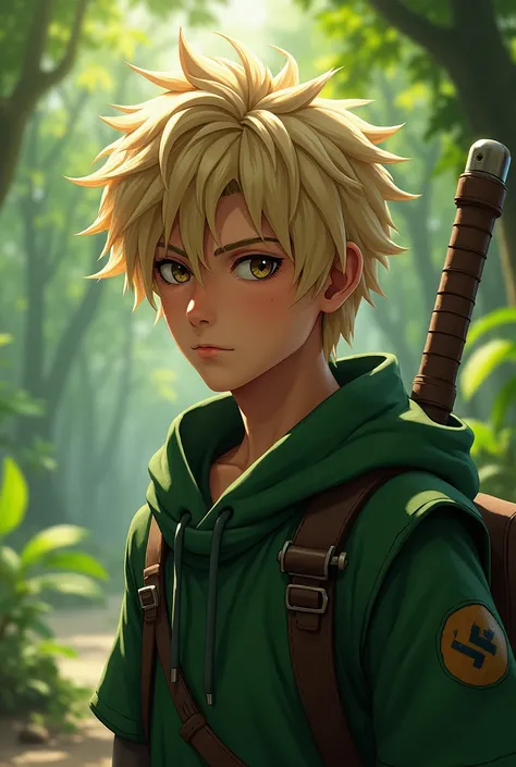 Gennin de Konoha , man,  tangled blond hair ,  simple clothes with an air of confidence