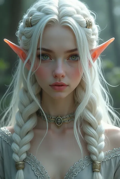 femme, elfe, fantasy, cheveux blanc, tresse viking, 