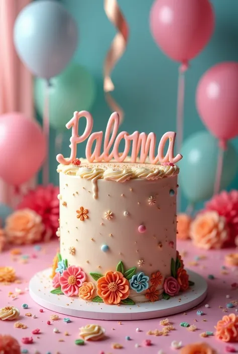 Create a birthday cake with the name Paloma