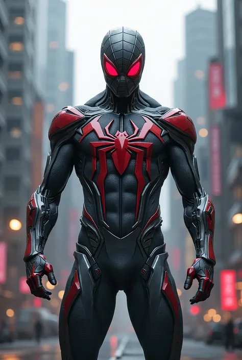 Iron spider man grey red eyes