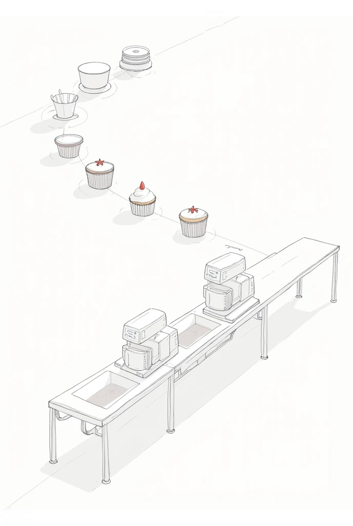  Create an Automated Process in the basic Cupcake Production Line but in sketch I want, where it appears component by component  