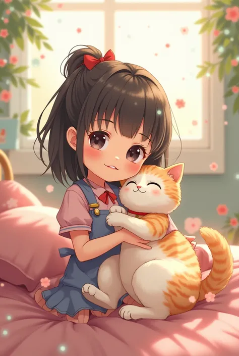 Girl and cat anime
