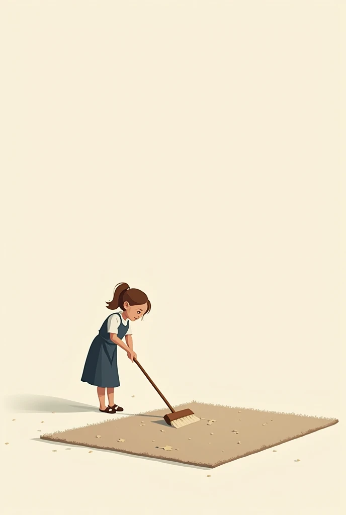 a minimal vector illustration of a girl cleaning carpet