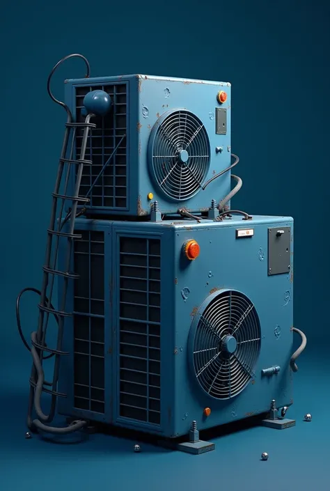 Air conditioning with issues 3d drawing On a dark blue background
