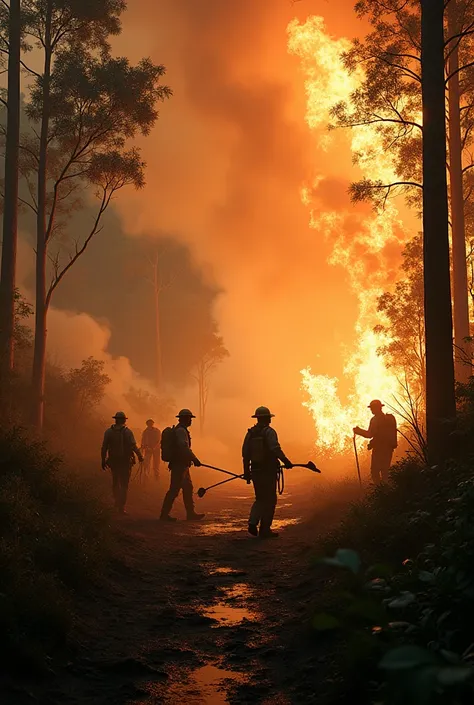 People helping to stop fires in Bolivias forests 