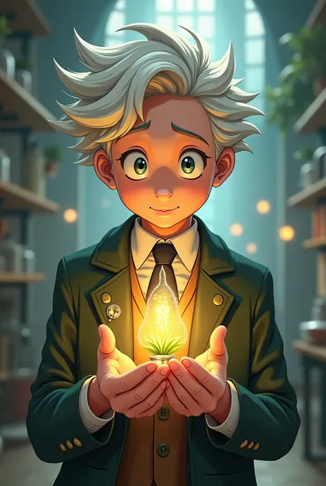 Thomas Edison with Lamp Zania in anime style 