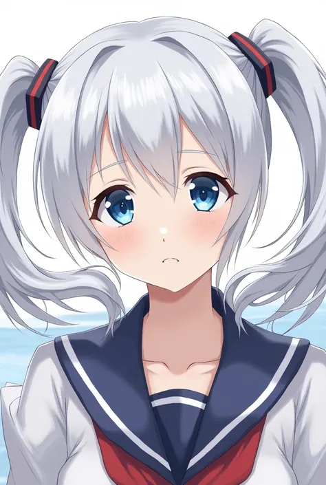 Kashima kancolle kantai collection white twintails blue eyes 