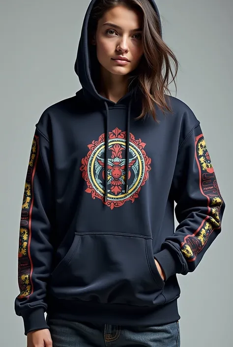 Best make a hoodie with a design on the front chest and back.