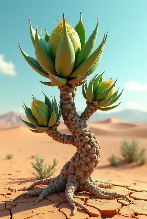 surviving plant on the desert