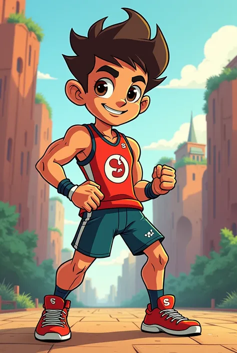 a , Athletic athlete named Sam with cartoon style in 2d Cartoon Network