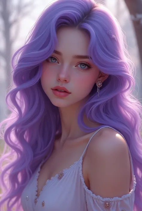 Beautiful girl with wavy purple hair