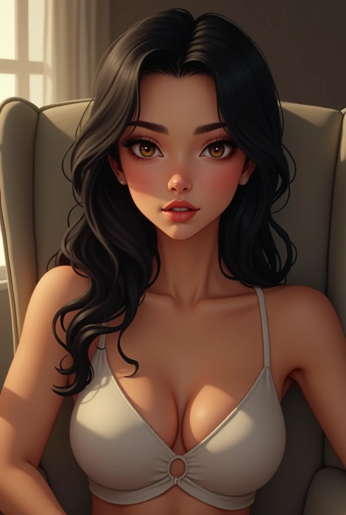  Imagine a 21-year-old girl ,  a natural shine .  Her honey-colored eyes shine with curiosity and energy ,  framed by long eyelashes that highlight her look .  She has full lips that suggest a warm smile ,  and a small nose that gives her an air of sweetne...