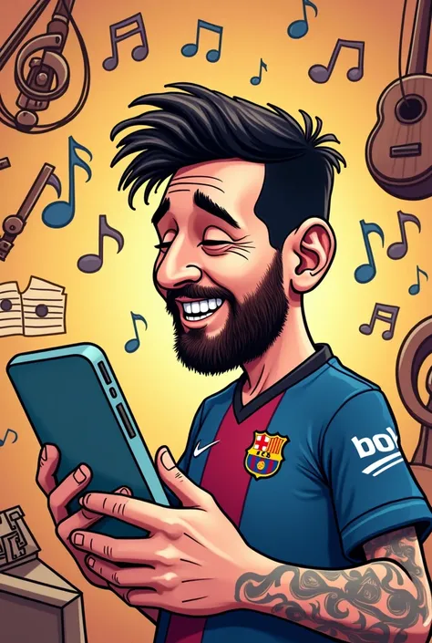 Footballer Masses
 cartoon with a phone And so that theres definitely Musica talking to Messi And from the side