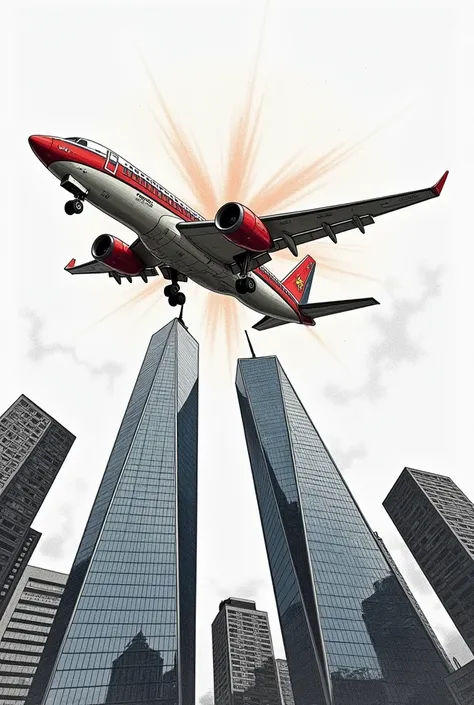 Draw a picture of Donald trump flying a plane into the world trade center