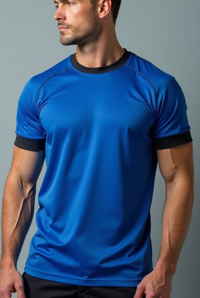 Strong blue and black short sleeve t-shirt 

