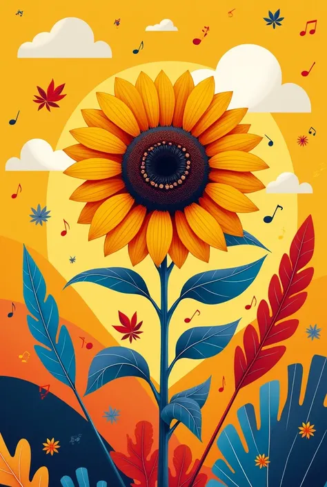 Wallpaper amarelo, red and blue with reference to sunflower, To journalism , Writing and music 