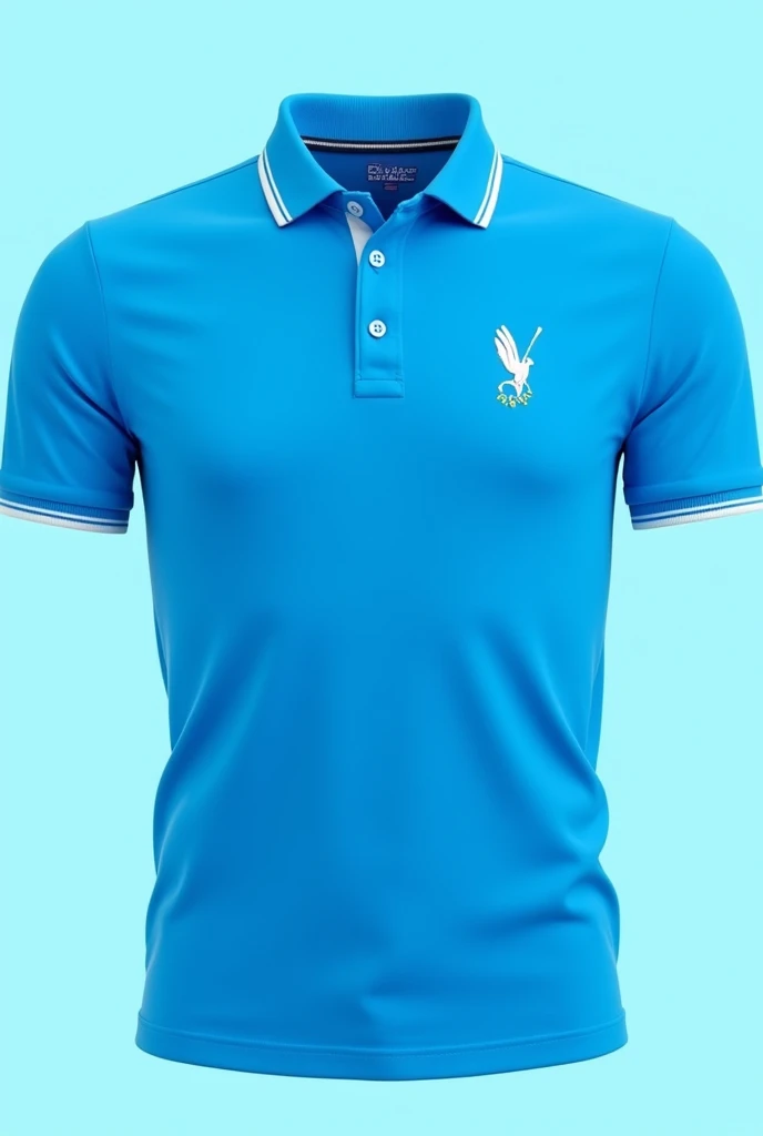  Electric blue cotton polo, with white trim ,  with logo on the left side  