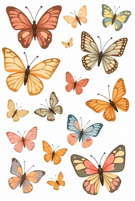 Illustration style butterfly stickers 