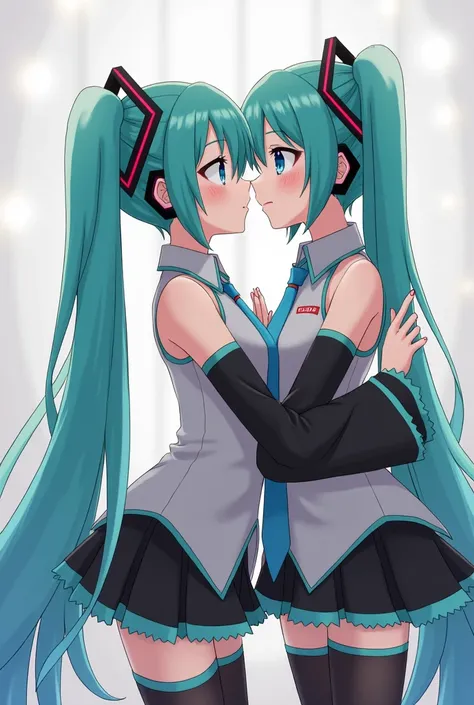 Create an image of Hatsune Miku having sex with someone.