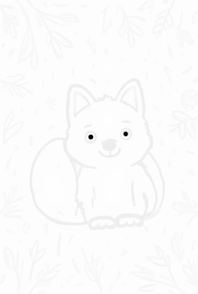 "Create a black-and-white illustration for a rens coloring book. The image should feature a baby wolf in a forest setting. The baby wolf and the forest background must both be in black and white, with bold, thick lines suitable for young ren to color. Ensu...