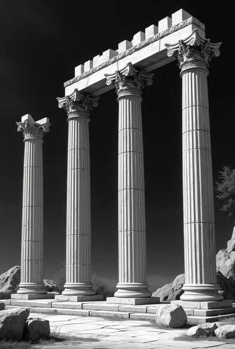 Pillars 300 BC in black and white