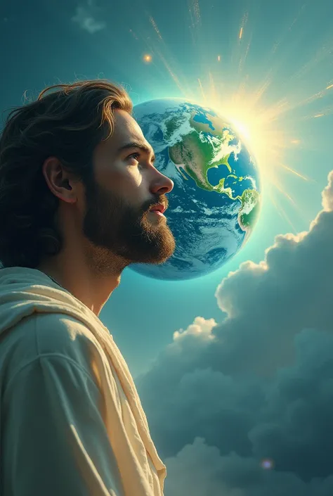  Jesus Christ observing the Earth at close range, size 9:16, That it goes viral and that it is emotional 