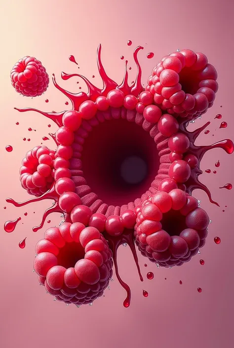 Raspberries explode into two parts. Pop art