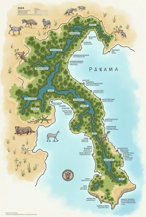 Create a sketch map of the protected areas of Panama 2024