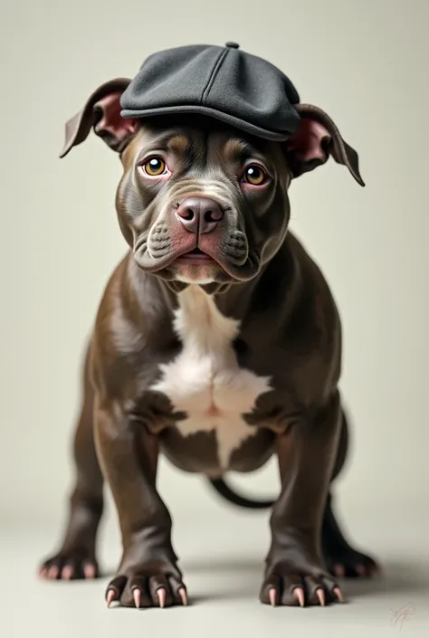 Pitbull crossed with a small hat