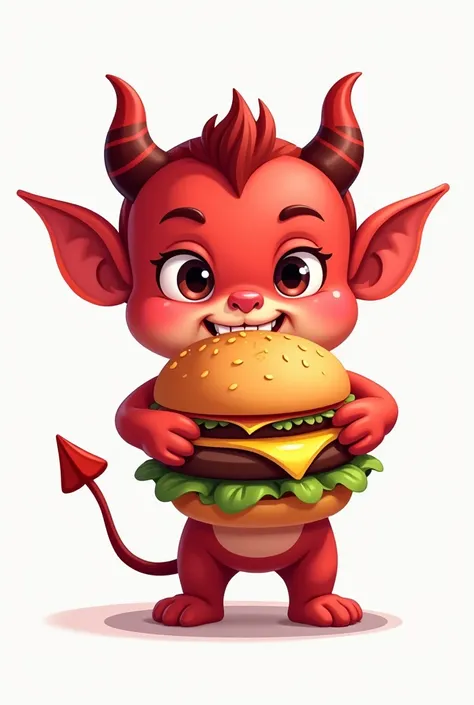 Png A little devil sitting eating hamburgers for a logo