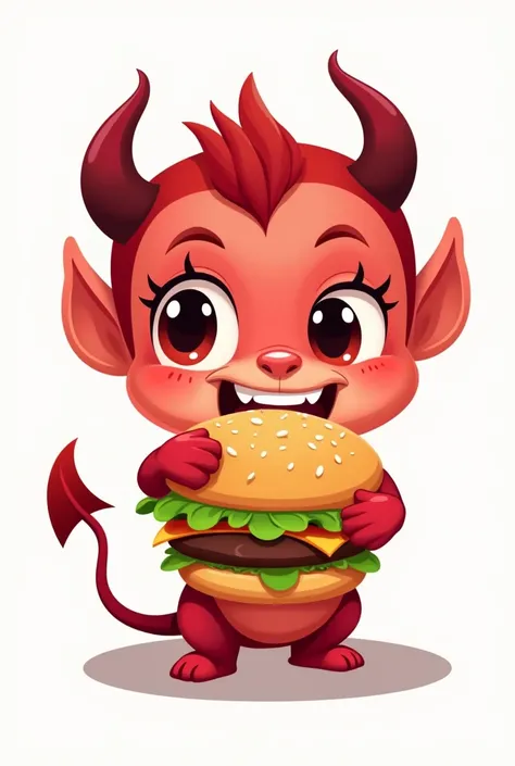 Png A little devil sitting eating hamburgers for a logo