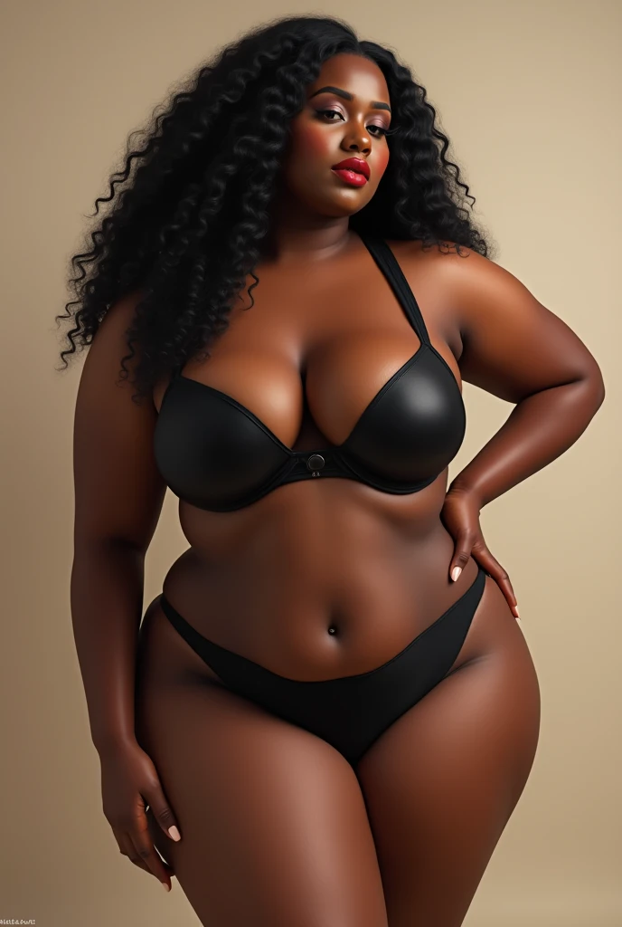 Ultra realistic, 8k high resolution pic , detailed skin pic of. Hour glass shape plus size black woman with curly hair 