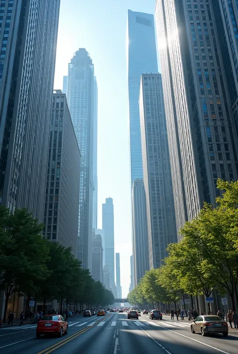 A. A road with high-rise buildings in the dominant Perspective