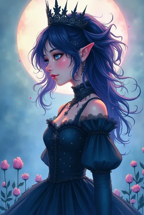  Perfectly Structured , (watercolor),  digital illustration ,  anime style ,  The Mysterious Dark Princess, Highly Detailed,  volumetric lighting, cores pastel kawaii,  dynamic composition ,  crisp, crisp image , (Delicate, sublime:1.2), Beauty Beyond the ...