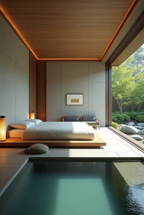 bedroom zen design With pool 