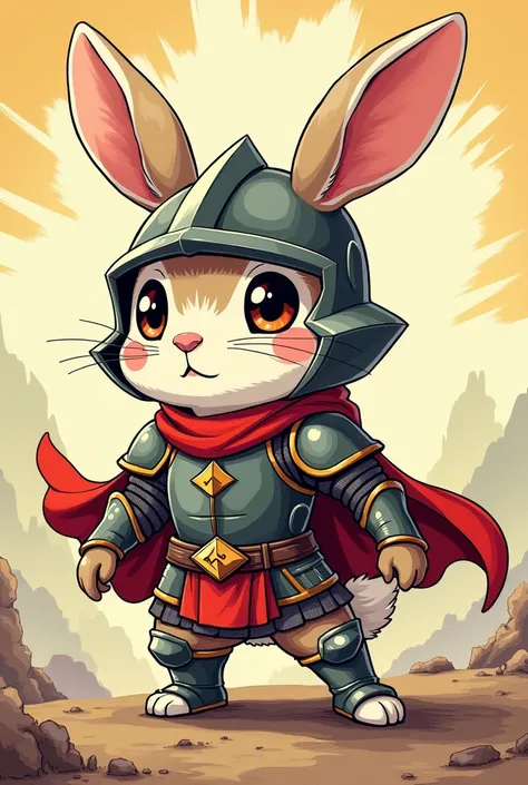 Cute rabbit in armor in manga style  