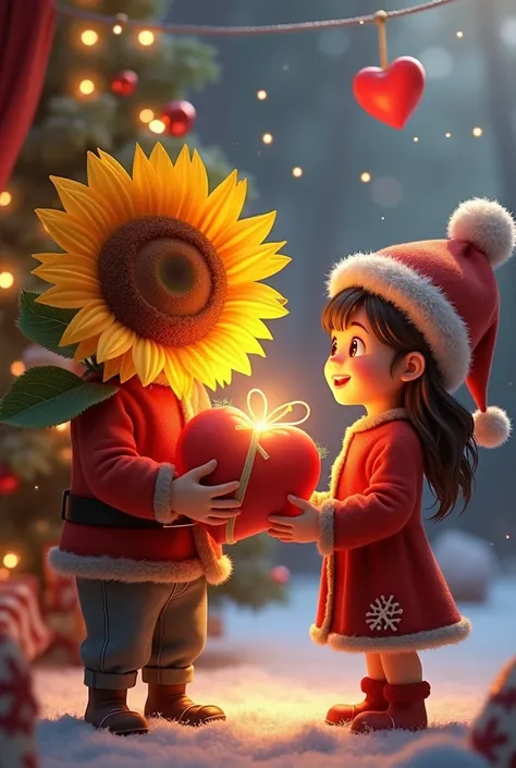 A sunflower and a heart giving Elia Elizabeth a merry Christmas 