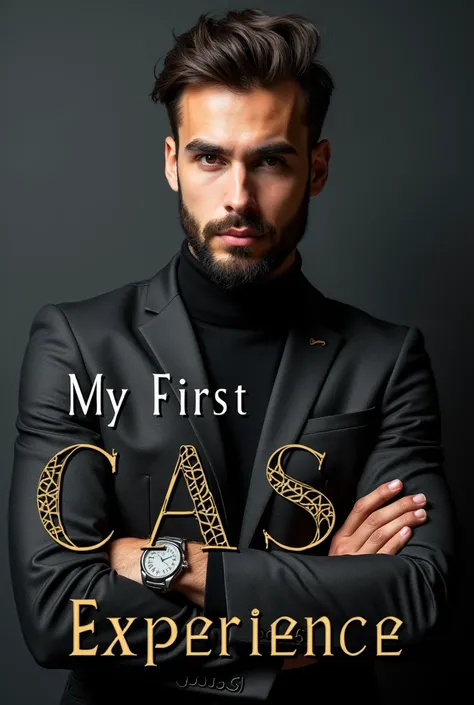  create an image of a very beautiful and striking cover that says My first CAS experience by Leandro Gabriel (in Spanish), Remember that it is for men 