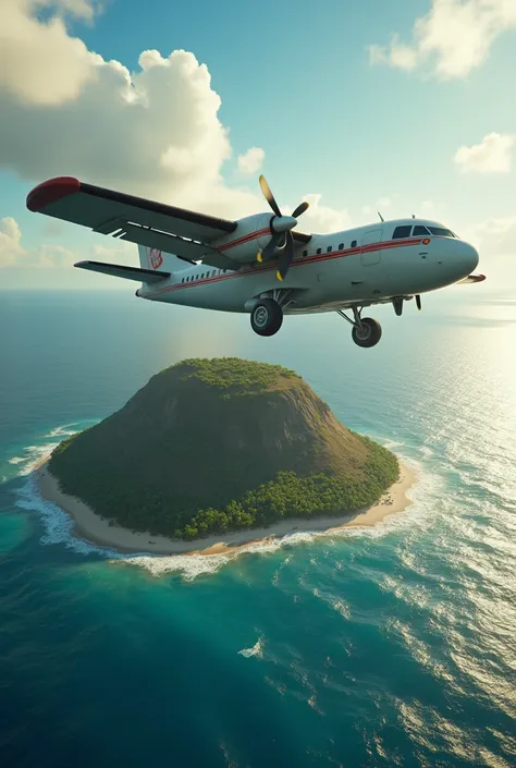 Indiana jones en gros plan dans les airs qui vient de sauter dun avion pour une île au milieu de locéan en arrière plan Qualité Qualité Meilleure, HD Model,  Cinematography 3D rendering, Pixar, Pixar, Pixar, 3D rendering, 