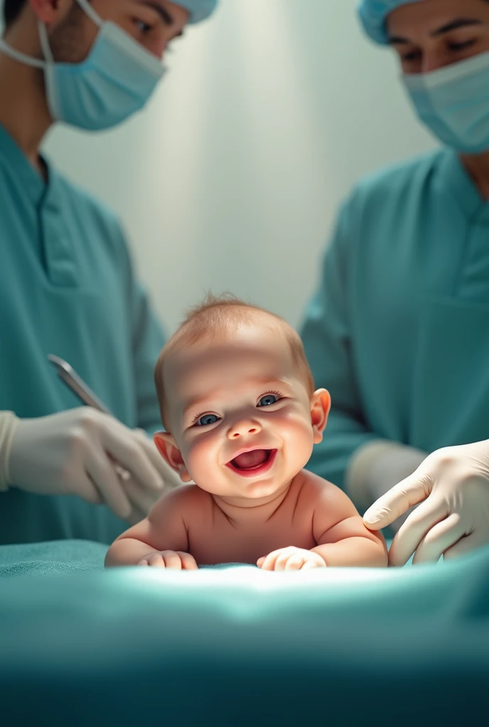  My three-month-old son on an operating table smiling at the surgeon and at God Yahve, Jesus Christ and the Holy Spirit for having come out well from surgery  