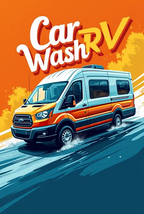 Advertising for Car wash RV
Simple with the name Car Wash RV
Bold colors 
Something unique 