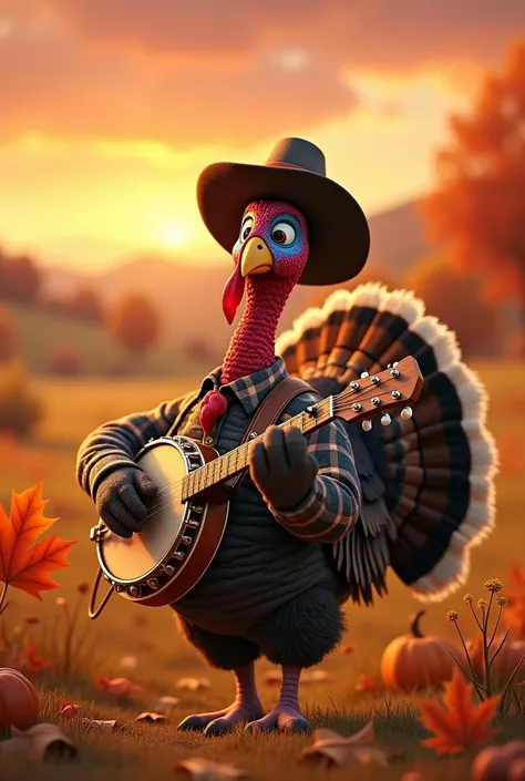 Turkey playing banjo thanks giving Billy strings