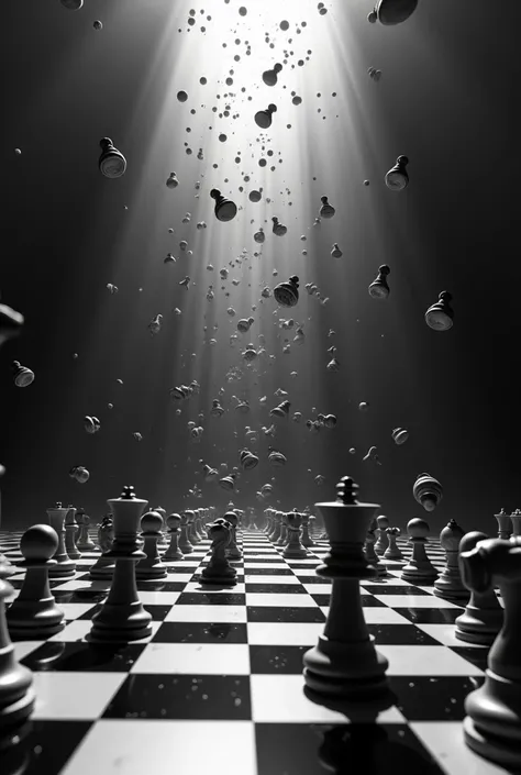 Infinity black and white chess falling