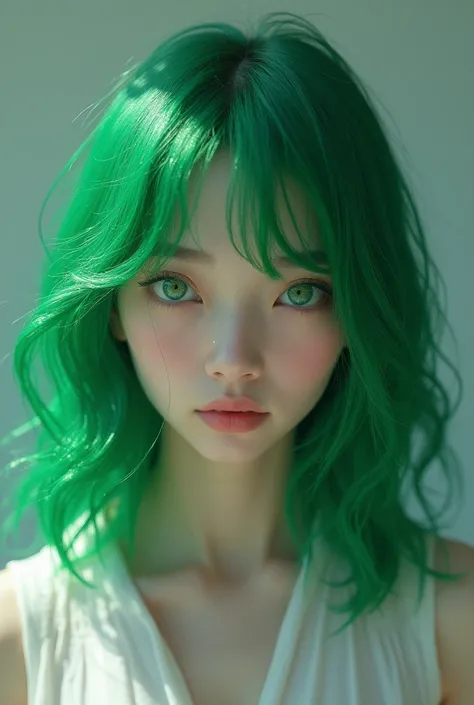 A person with green hair