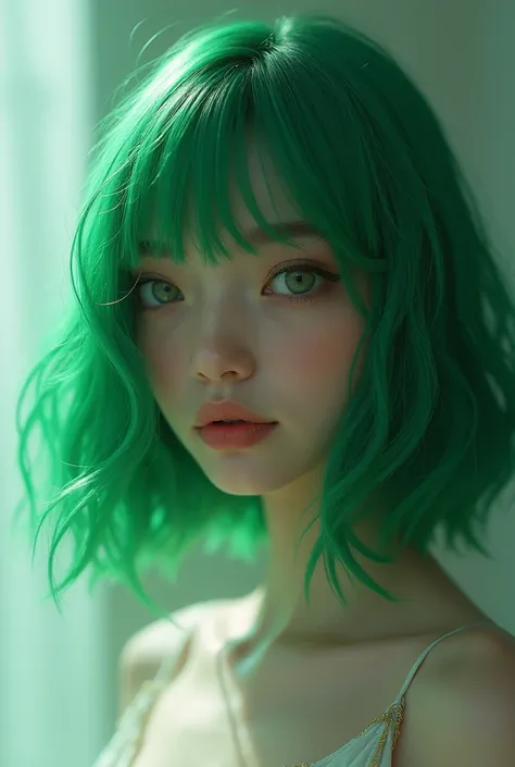 A person with green hair