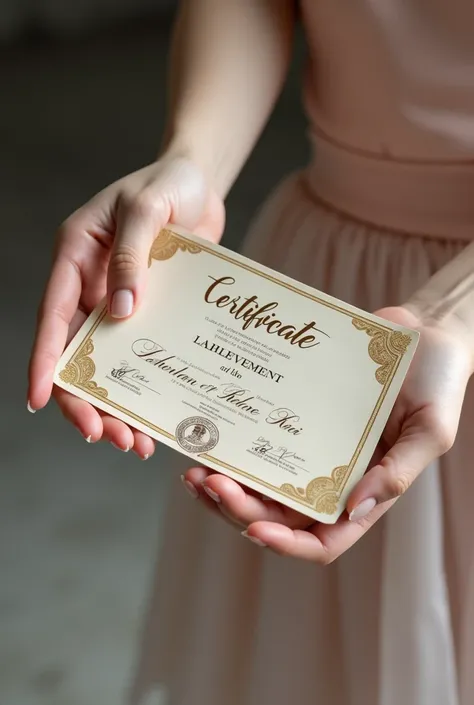 Ballet Dancer Hands Holding a Certificate of Achievement., vignetting, Realism, UHD